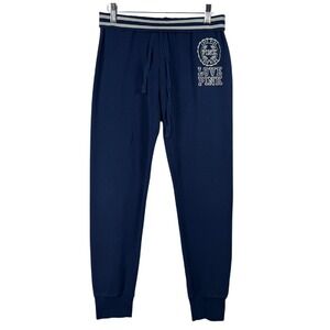 PINK Victoria's Secret Fold Over Joggers‎ Sweatpants Lounge Logo Navy S Prep Y2K